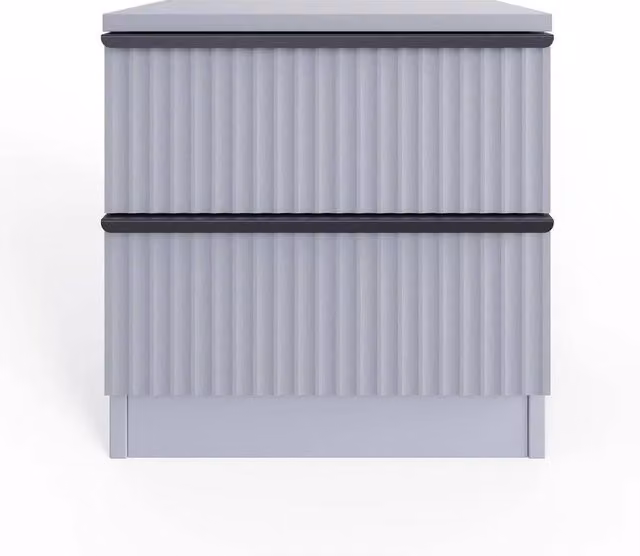 NESTLUNE 2 Drawer Bedside Table with Ripple Design in Grey and Black, W: 100 cm, D: 15 cm