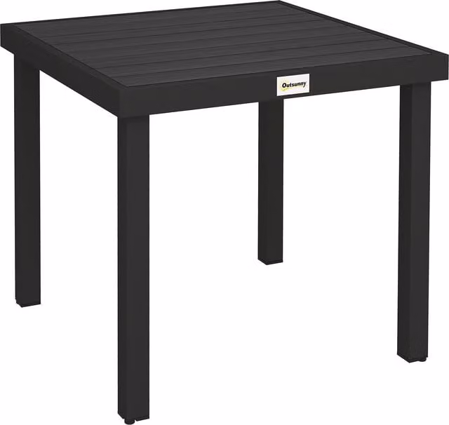 Outsunny Square Garden Dining Table for 4 People with Powder Coated Aluminium Legs, Black