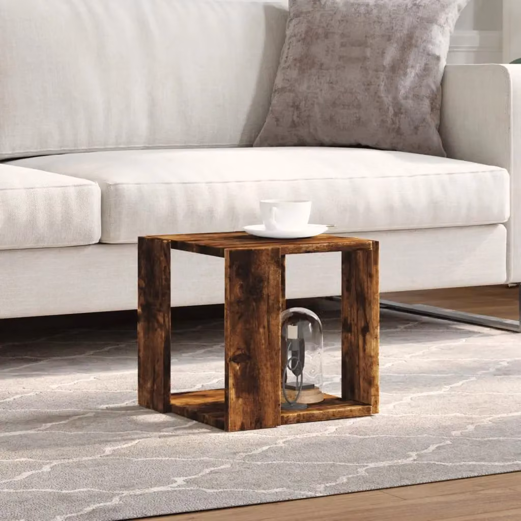 Berkfield Home Smoked Oak Coffee Table in Brown, W/D/H: 32 x 32 x 30 cm – 3