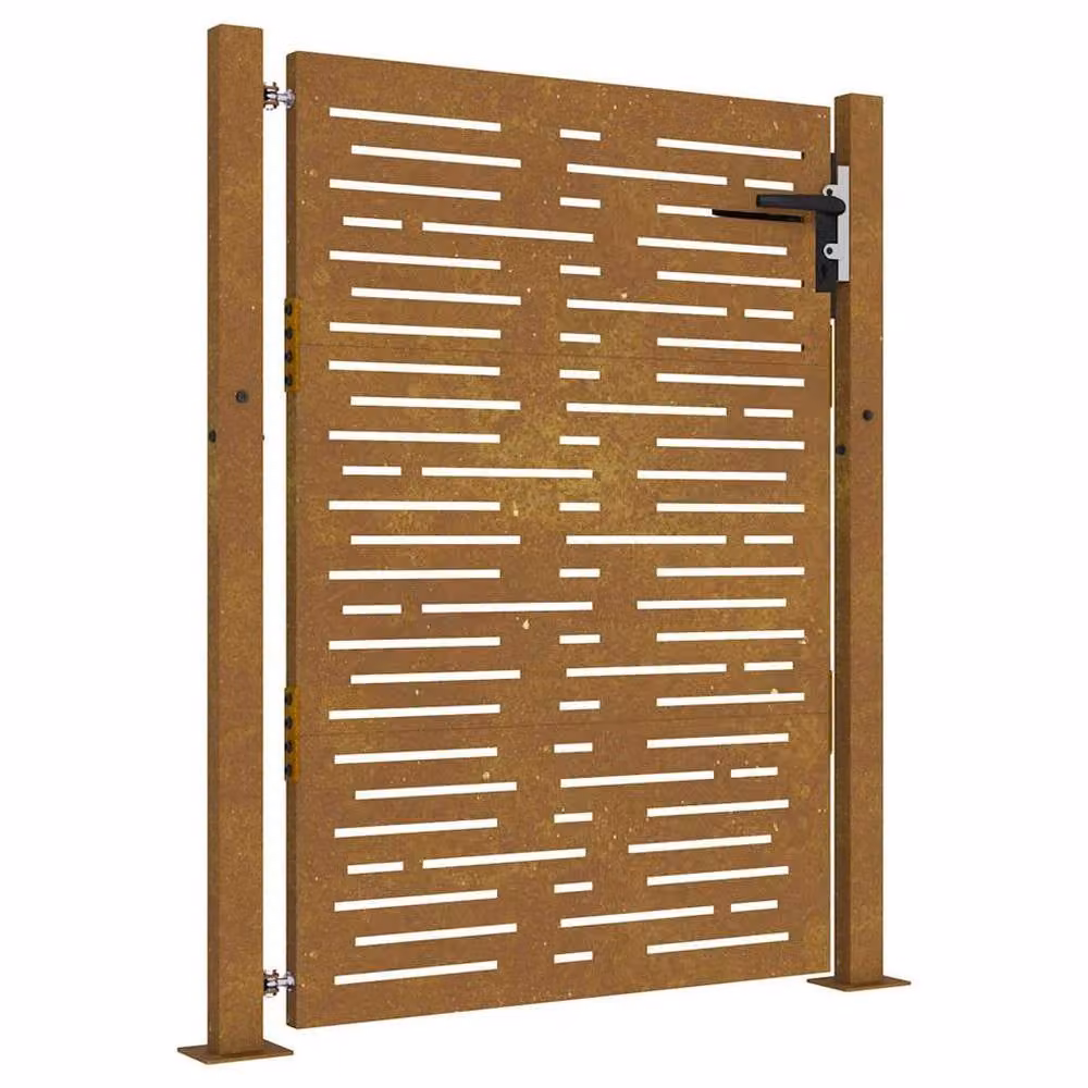 Berkfield Home Beautiful Garden Gate, Corten Steel Square Design, Brown, W: 105 cm, H: 130 cm – 3