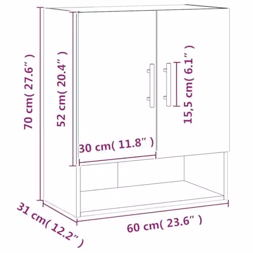vidaXL Wall Cabinet in Sonoma Oak Brown, W/D/H: 60 x 31 x 70 cm – 2
