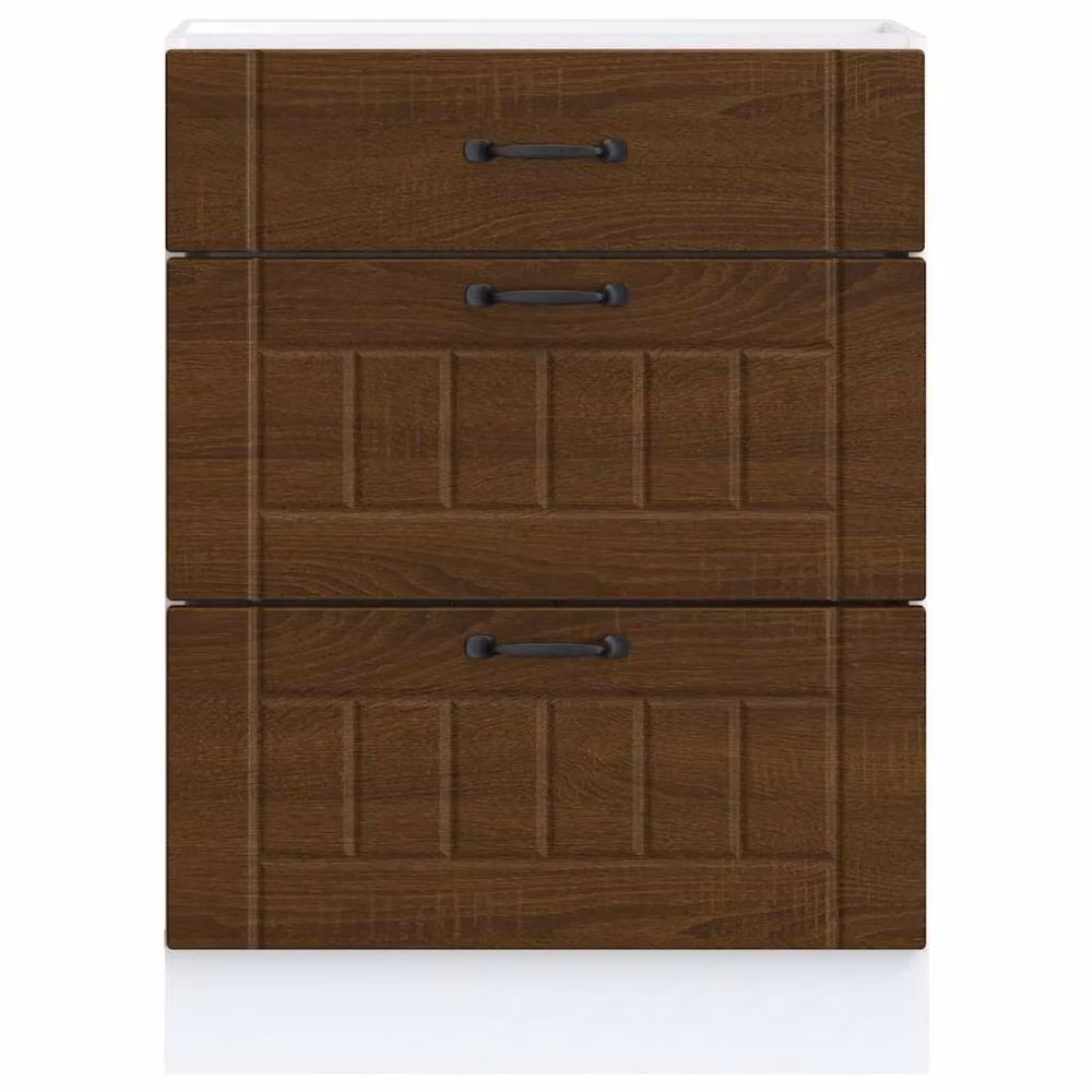 Berkfield Home Lucca Kitchen Base Cabinet in Brown Oak Engineered Wood – 3