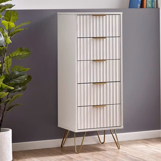 Julian Bowen Murano 5 Drawer Tallboy in Matt White – 3
