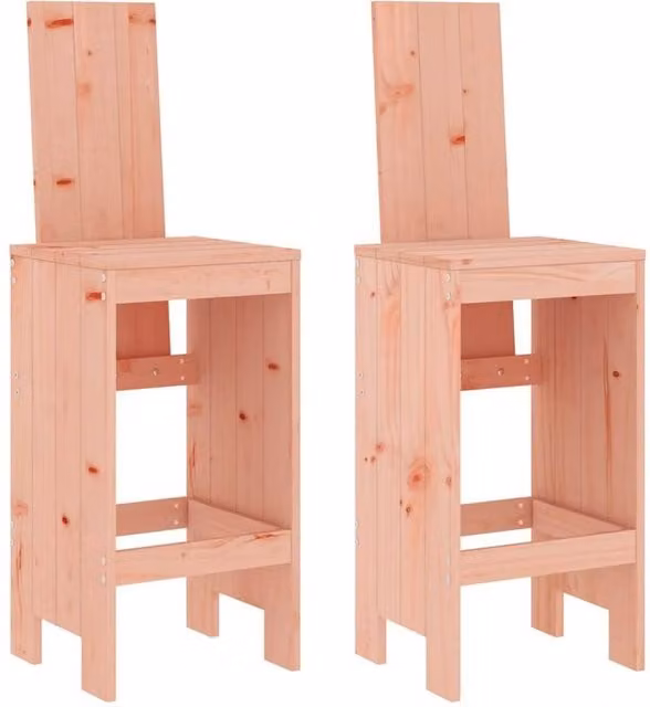 Berkfield Set of 2 Rustic Solid Wood Bar Stools in Brown, W/D/H: 40 x 42 x 120 cm – 1