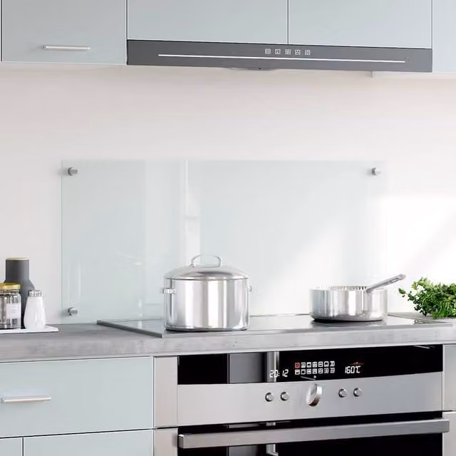 Berkfield Home Transparent Tempered Glass Kitchen Backsplash, W: 90 cm, H: 40 cm