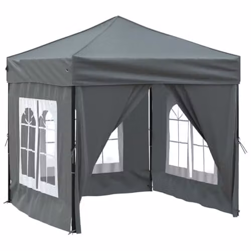 vidaXL Folding Party Tent with Sidewalls, Anthracite, W/D/H: 200 x 200 x 234 cm