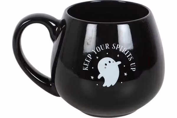 KDMD Keep Your Spirits Up Rounded Ghost Mug in Black Ceramic – 2