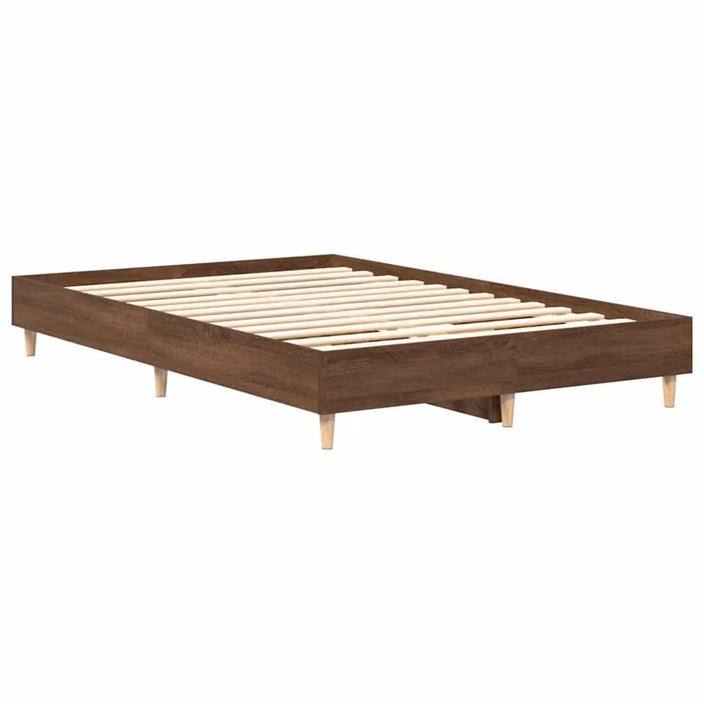 Berkfield Home Small Double Wood Bed Frame in Brown Oak, W/D/H: 120 x 190 cm – 3