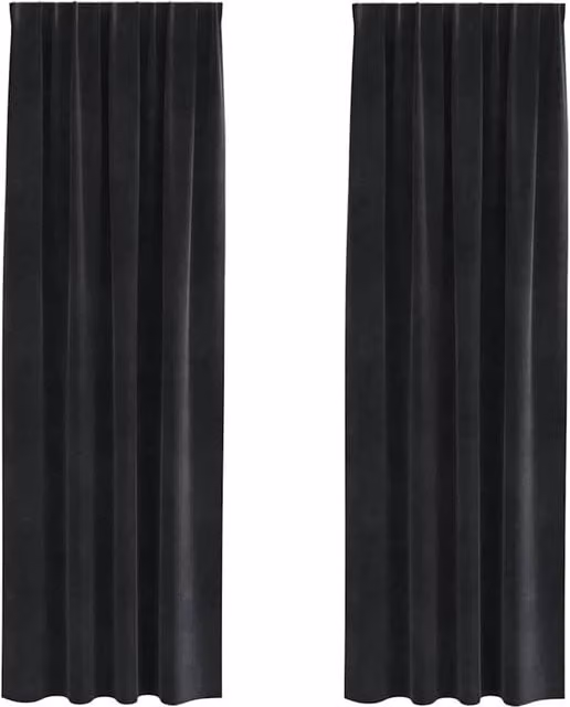 Berkfield Home Blackout Velvet Curtains with Top Tape, 2 Pack, Black, H 225 x W 140 cm – 1