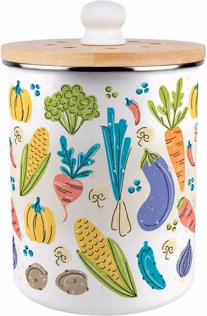 Purely Home Blue Metal Vintage Allotment Food Waste Caddy with Flip Lid, 2 l