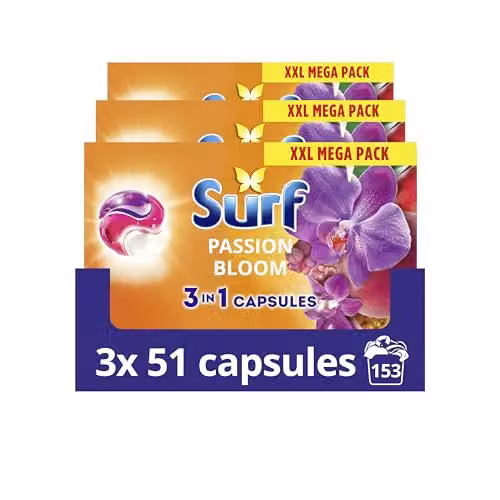 Surf 3 in 1 Passion Bloom Laundry Washing Detergent Capsules, 153 Washes (3 x 51 Capsules), Orange and Multicolour – 2