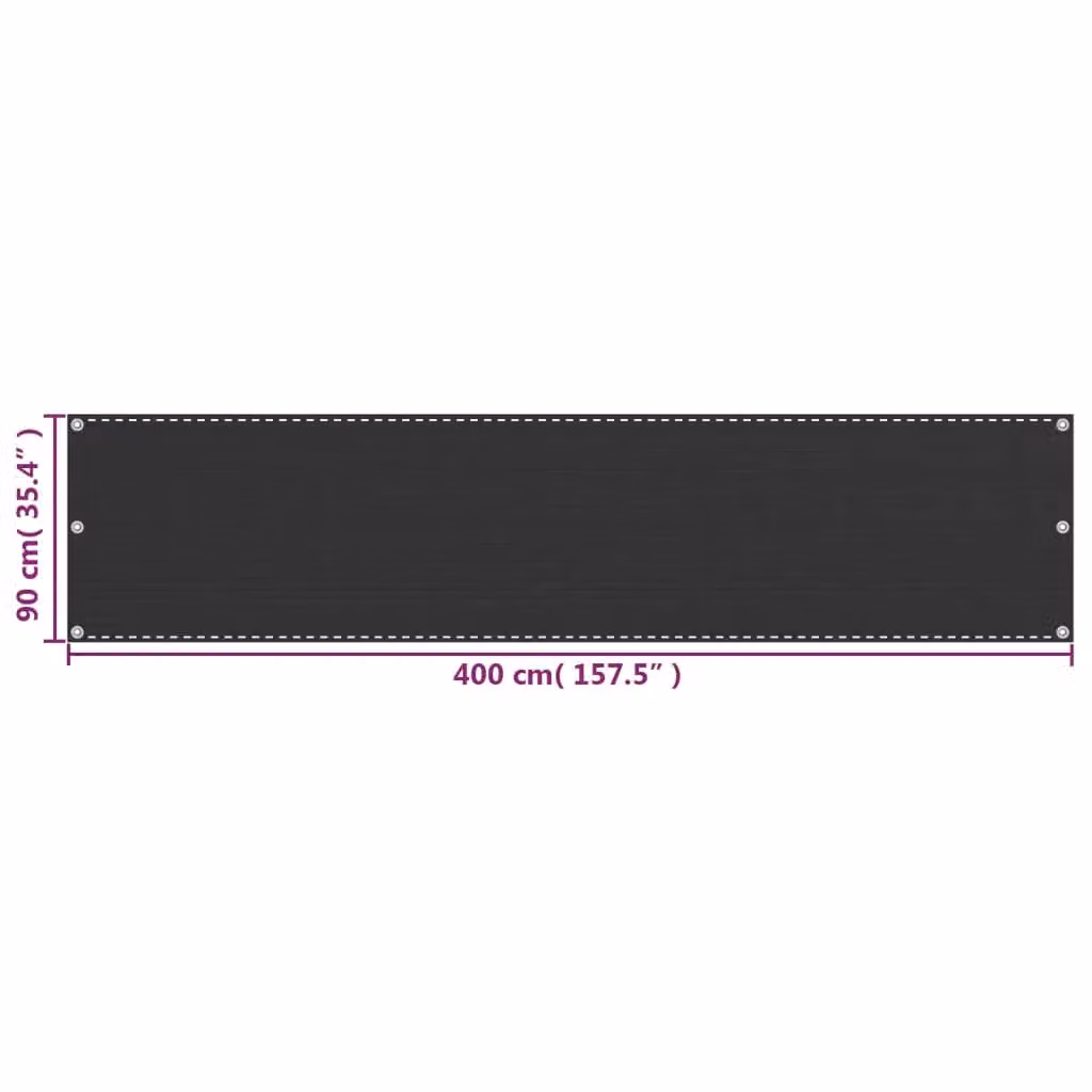 Berkfield Home HDPE Balcony Screen in Anthracite Black, W: 90 cm, H: 400 cm – 3