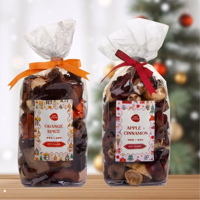 Pan Aroma Christmas Potpourri Apple Cinnamon and Orange Spice Scented, 2 x 200g, Brown and Multicolour
