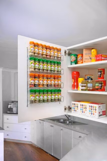 Neo 4 Tier Stainless Steel Spice Rack in Silver for Wall or Cupboard Mounting