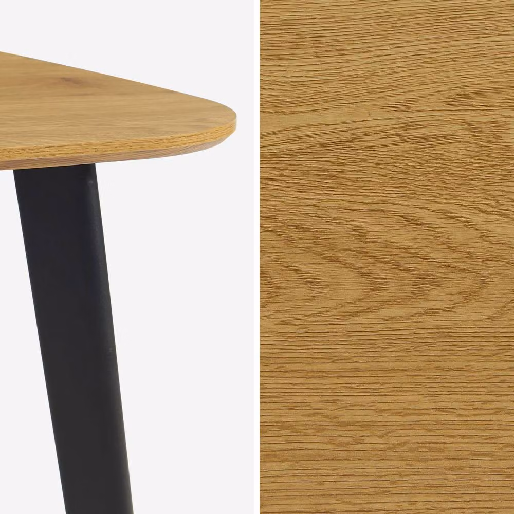 Sweekeek Square 4-Seater Dining Table with Brown Wood Effect Top and Black Metal Legs – 4