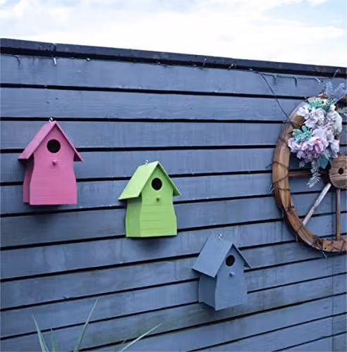 St Helens Home & Garden Multicolour Wood Bird House Nesting Box Set of 3
