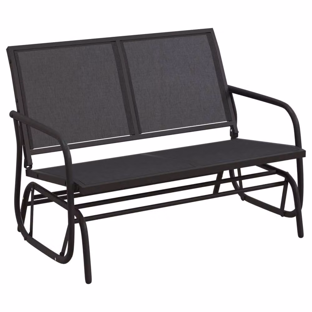 Berkfield Home Garden Glider Bench in Black with Textilene Fabric and Powder Coated Steel, W/D/H: 120.5 x 76 x 86.5 cm – 2