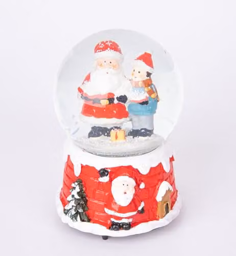 SHATCHI Musical Christmas Snowglobe with Santa Scene, Multicolour, W/D/H: 10 x 10 x 15 cm