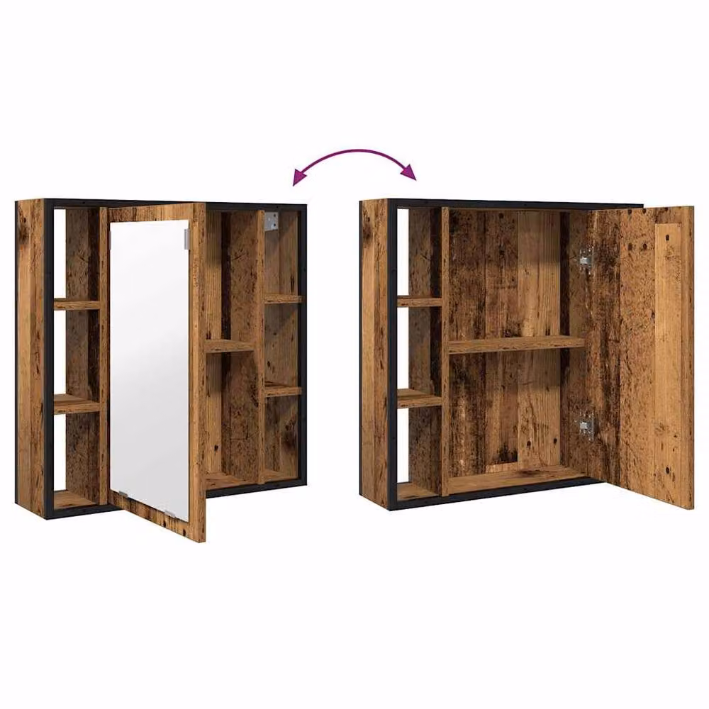 Berkfield Home Rustic Brown Bathroom Mirror Cabinet, W/D/H: 60 x 16 x 60 cm – 5