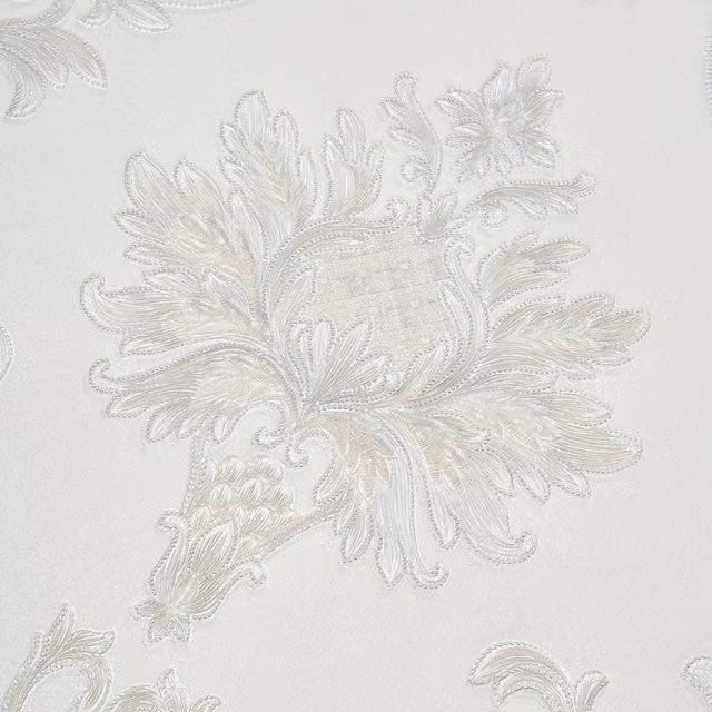 Livingandhome Non-Woven Floral Wallpaper Roll in Matte White and Light Grey with 3D Embossed Botanical Design