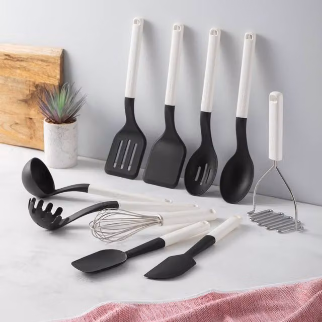 KitchenAid 10-Piece White Porcelain and Silicone Kitchen Utensil Set