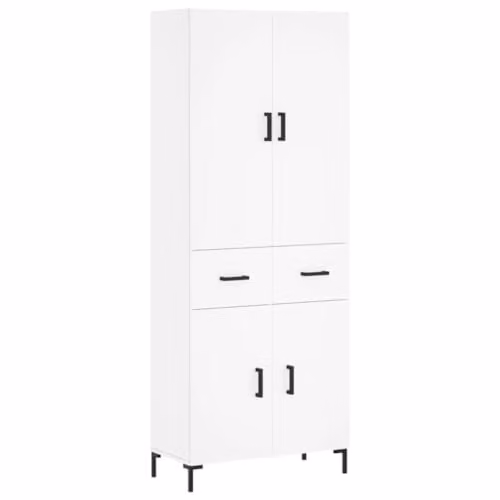 vidaXL Modern White Highboard with Hinged Doors and Internal Shelves, W/D/H: 69.5 x 34 x 180 cm – 1