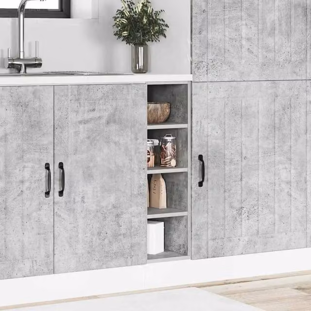 Berkfield Home Industrial Grey Kitchen Base Unit with Hinged Doors and Internal Shelves, W/D/H: 20.0 x 44.5 x 81.5 cm – 1