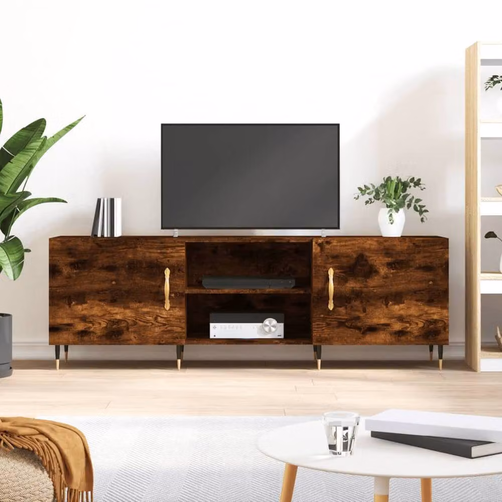 Berkfield Home Smoked Oak TV Cabinet in Brown, W/D/H: 150 x 30 x 50 cm – 2