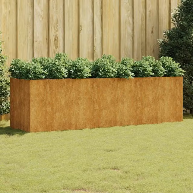 Berkfield Home Garden Corten Steel Raised Bed in Brown, W/D/H: 280 x 80 x 80 cm – 1