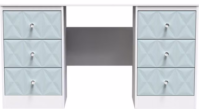 Ready Assembled 2 U Memphis 6 Drawer Kneehole Desk in Duck Egg Blue – 1
