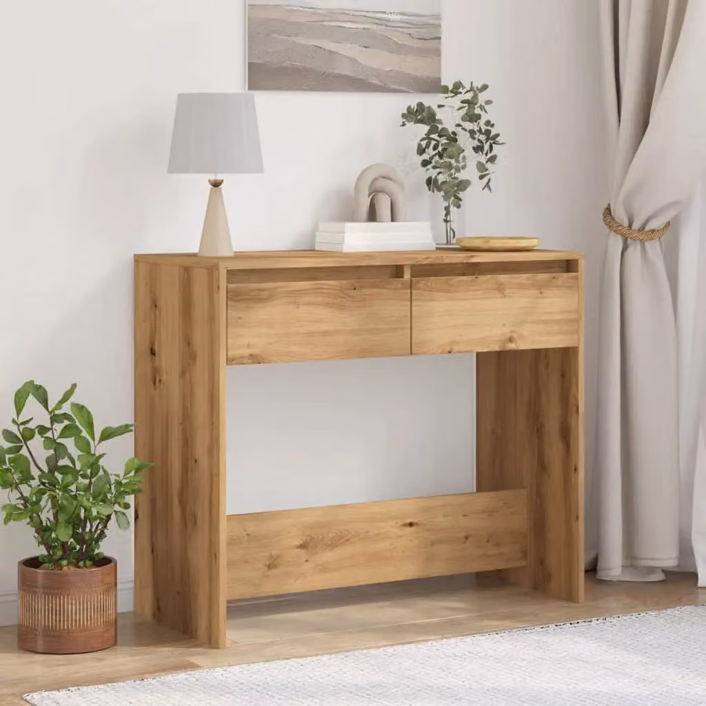 Berkfield Home Artisan Oak Console Table in Brown, W/D/H: 89 x 41 x 76.5 cm – 3