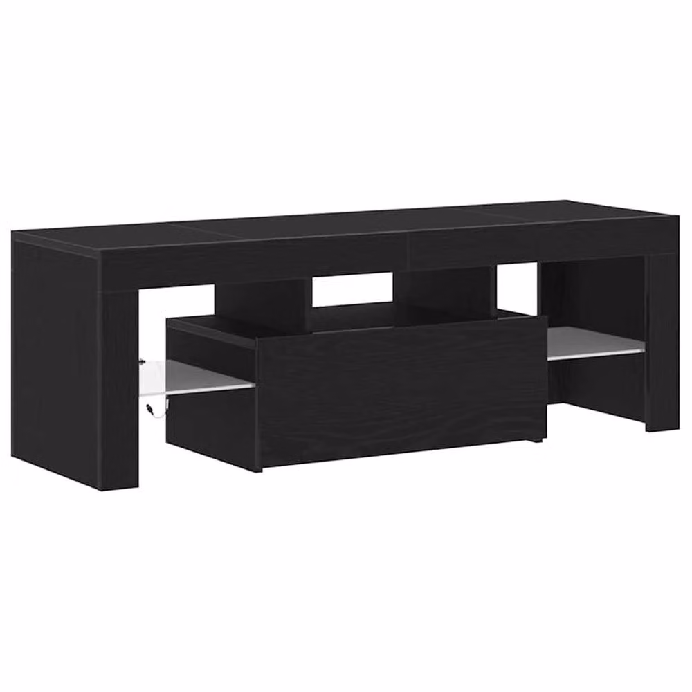 Berkfield Home Black Oak TV Cabinet with LED Lights, W/D/H: 120 x 35 x 40 cm – 4