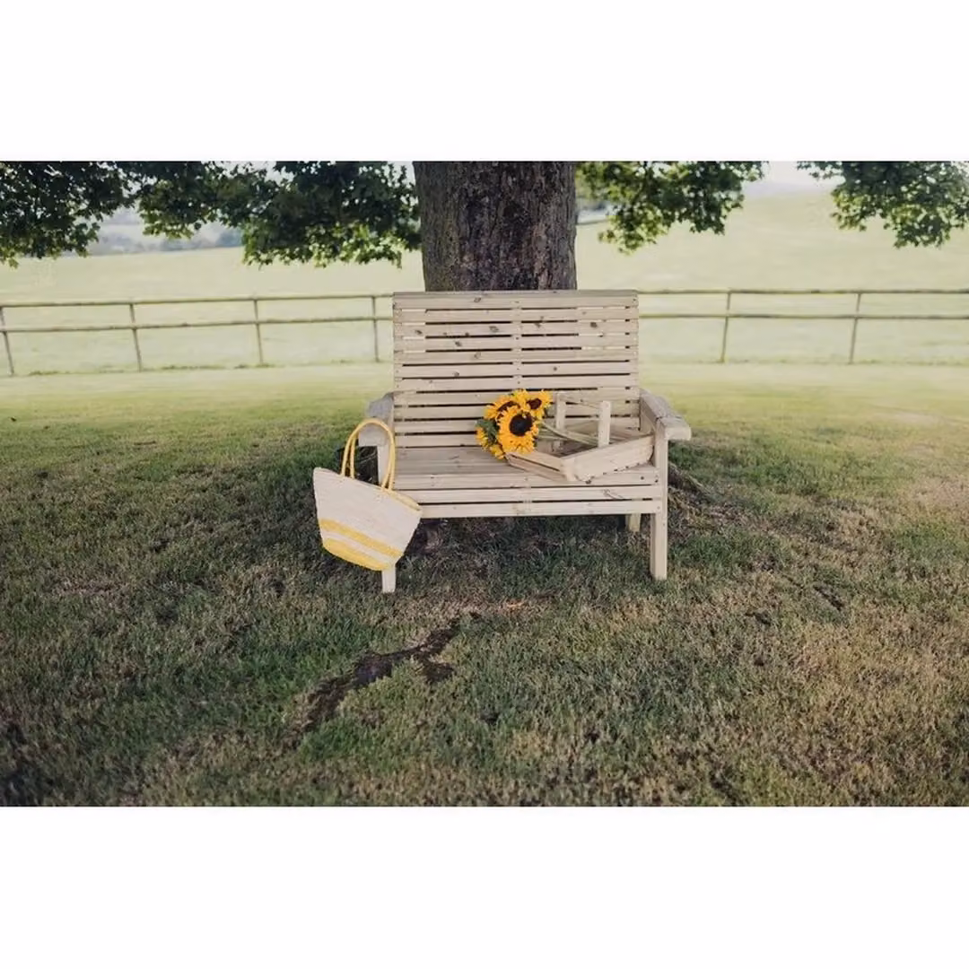 Churnet Valley Garden Furniture Ltd Ergonomical 2 Seater Wooden Garden Bench in Brown, W/D/H: 120 x 75 x 103 cm – 4