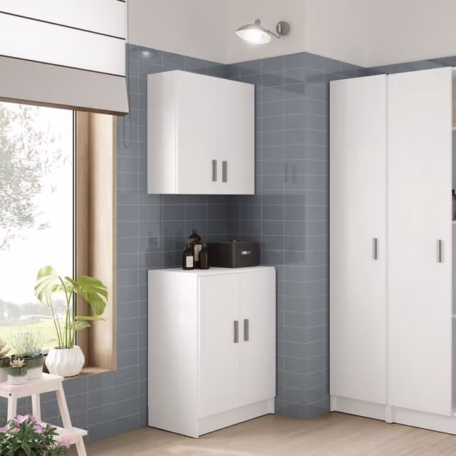 VITA White Glossy Wall-Hung 2 Door Modular Kitchen Storage Unit