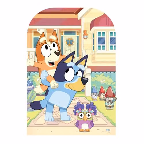 Star Cutouts Bluey & Bingo At Home Stand-In Cardboard Cutout, Multicolour, Height: 136 cm