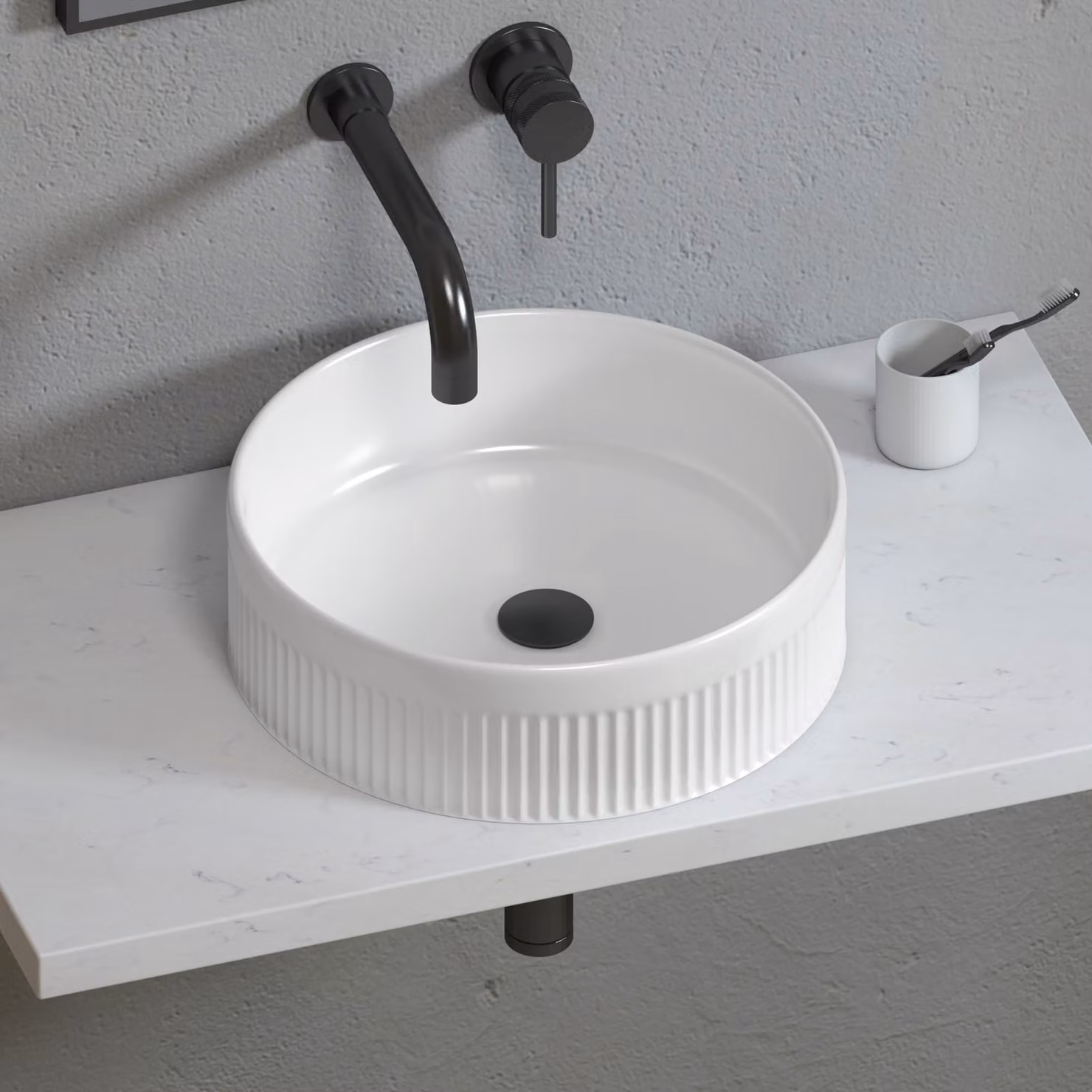 Royal Bathrooms Evora Round Counter Top Basin Vessel, White, Diameter: 38 cm