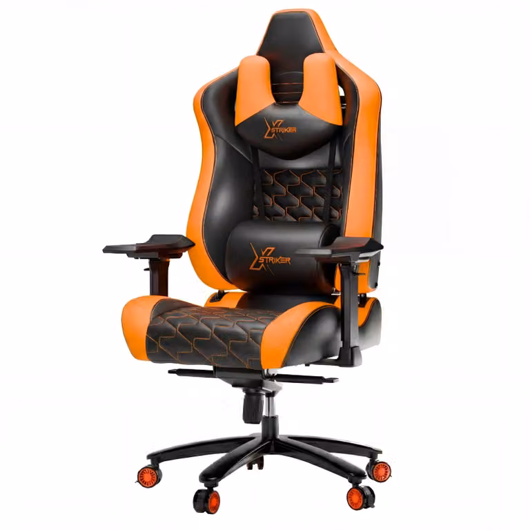 Xstriker Ergonomic Gaming Chair in Orange with Headrest, Lumbar Support and Armrests