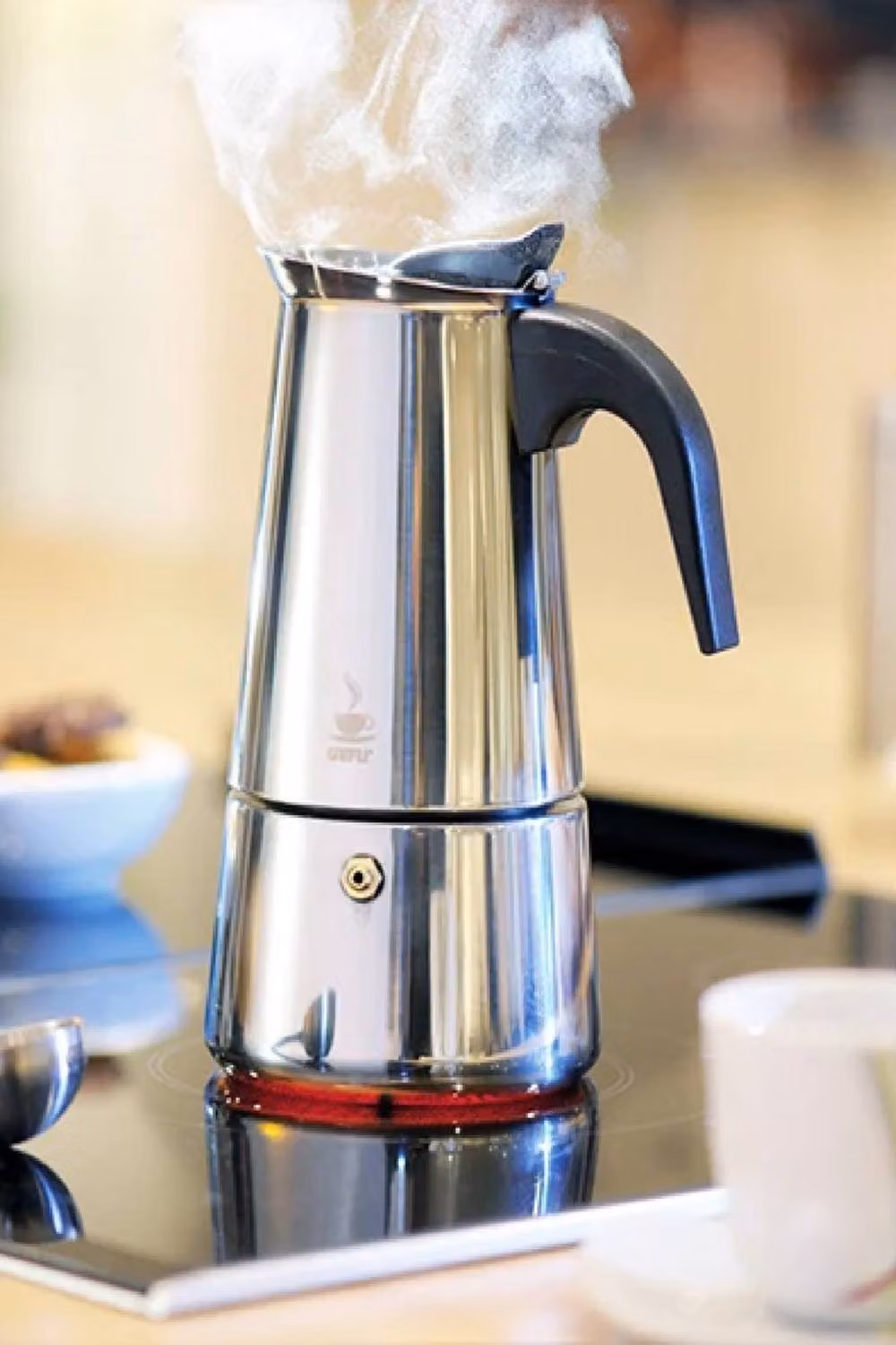 Gefu EMILIO Modern Espresso Maker for Induction and Gas Hobs, 4 Cups, Silver – 2