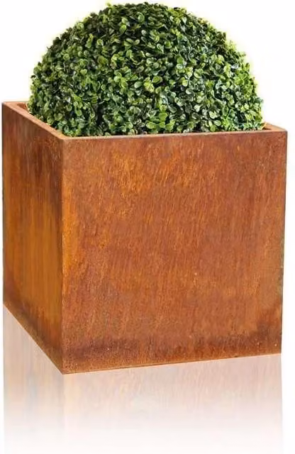 Primrose Corten Steel Tall Planter Tub in Silver and Brown, Height: 75 cm – 4
