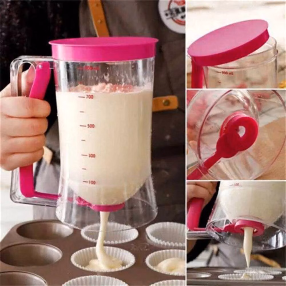 VOGREX Transparent Batter Dispenser Measuring Jug with Printed Scale for Pancakes and Muffins – 2
