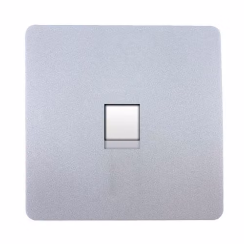 Trendi Switch Artistic Modern Glossy Flush Telephone Socket in Silver
