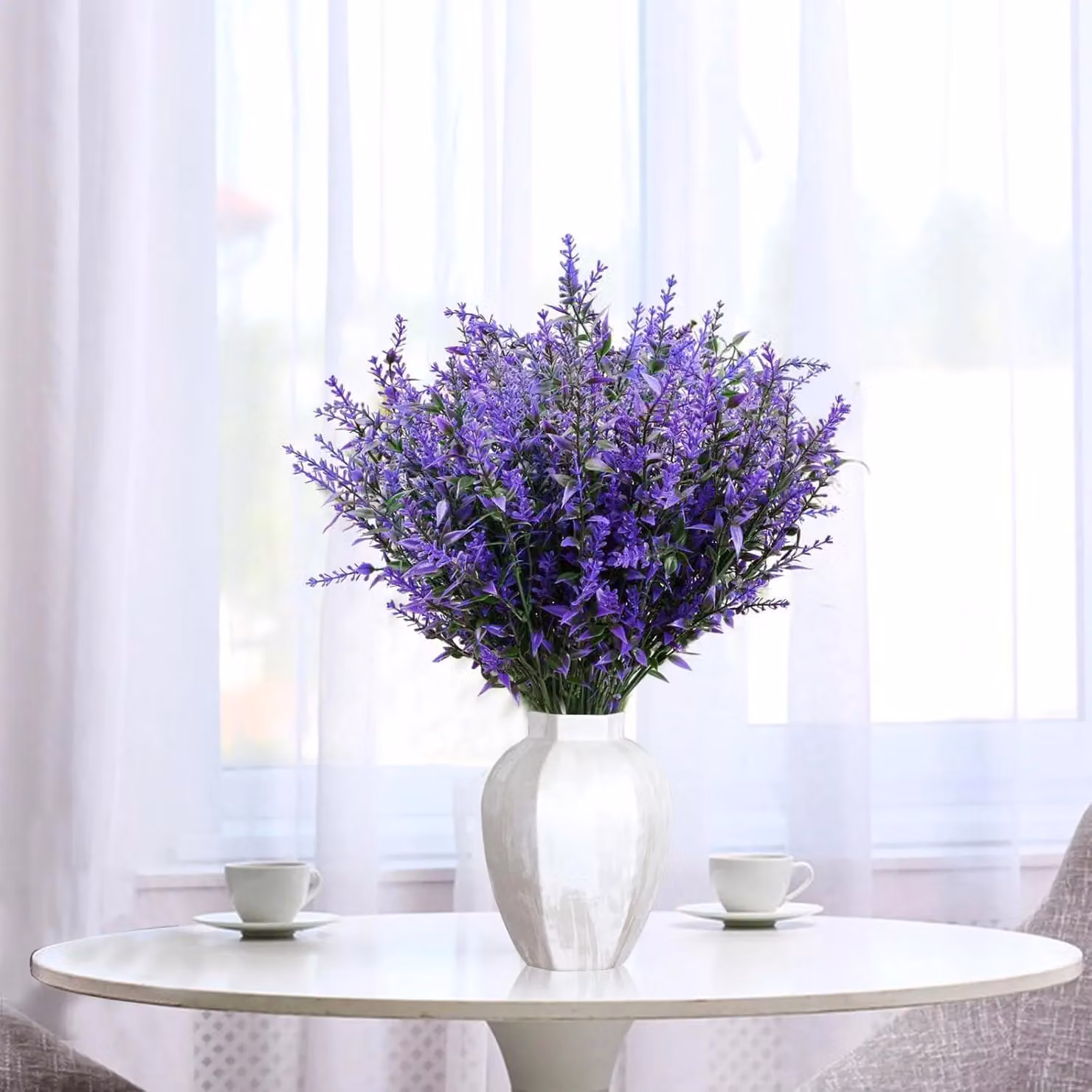 Dyzi Artificial Lavender Topiary Flowers with Spike in Purple – 2