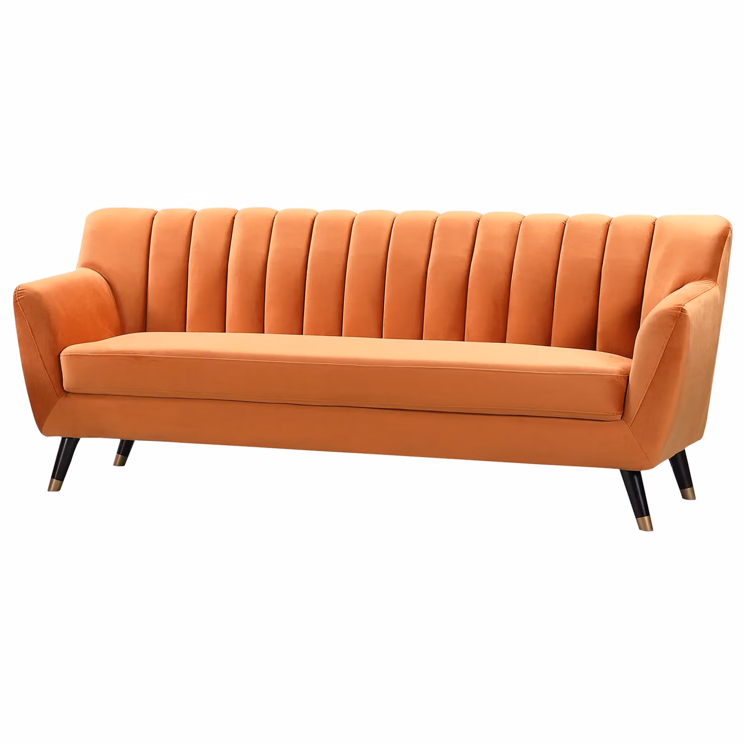 Artemis Home Morgan 3 Seat Orange Velvet Upholstered Sofa with Solid Wood Frame – 2
