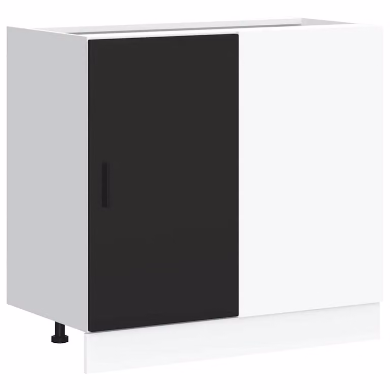 Berkfield Home Modern Matt Black Freestanding Kitchen Sink Base Unit with Hinged Doors