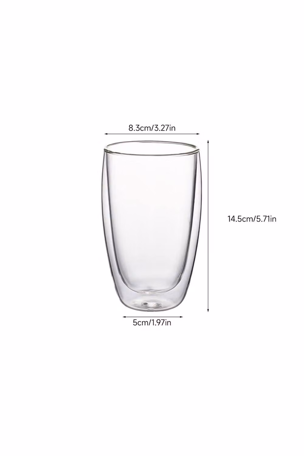 Living and Home 2-Pack 450ml Double Walled Borosilicate Glass Coffee Cups in Clear – 3