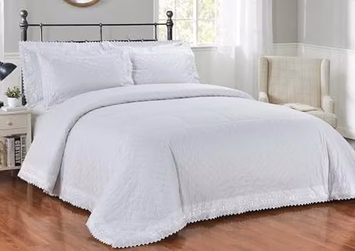 Rapport Home Richmond White Polycotton Duvet Cover and Pillowcase Set, W/D/H: 135 x 200 cm and 50 x 75 cm