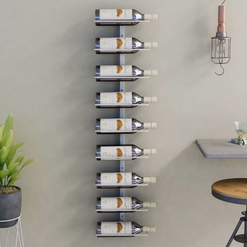 Berkfield Home Wall-mounted White Metal Wine Rack for 9 Bottles – 2