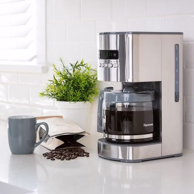 Kenmore Digital Drip Coffee Machine with Timer and Pre-infusion, 1.8 l, Grey