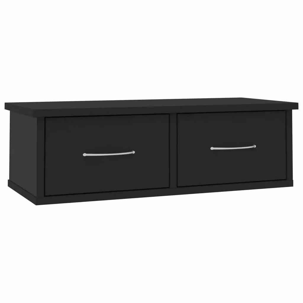 Berkfield Home Wall-mounted Drawer Shelf in Black, W: 60 cm, D: 26 cm, H: 18.5 cm – 2