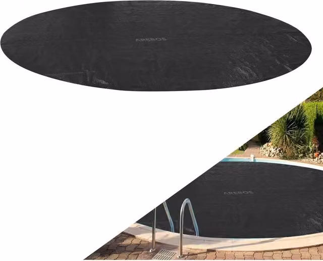 AREBOS Round Solar Pool Cover Thermal Film in Black